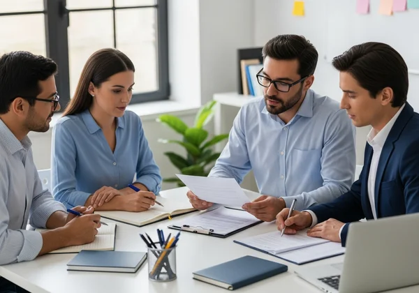 Parent, teacher, and school official discussing child's IEP