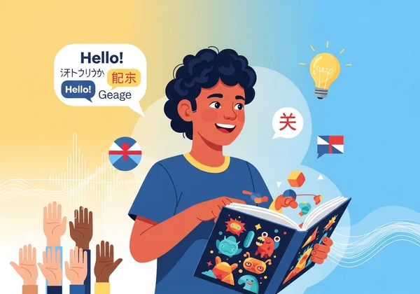 Confident multilingual child with learning support