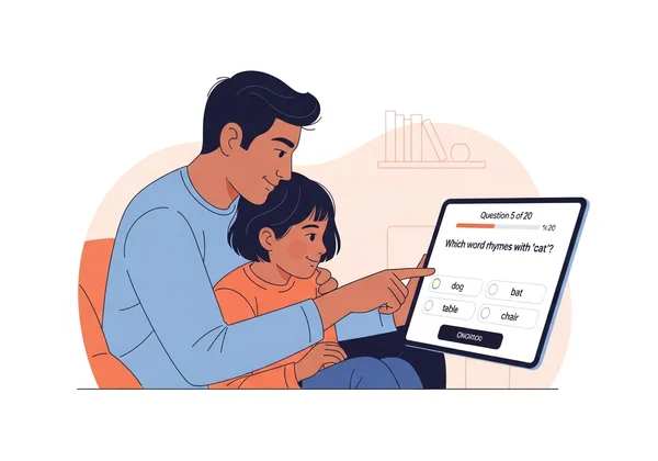 Parent and child using an online dyslexia test