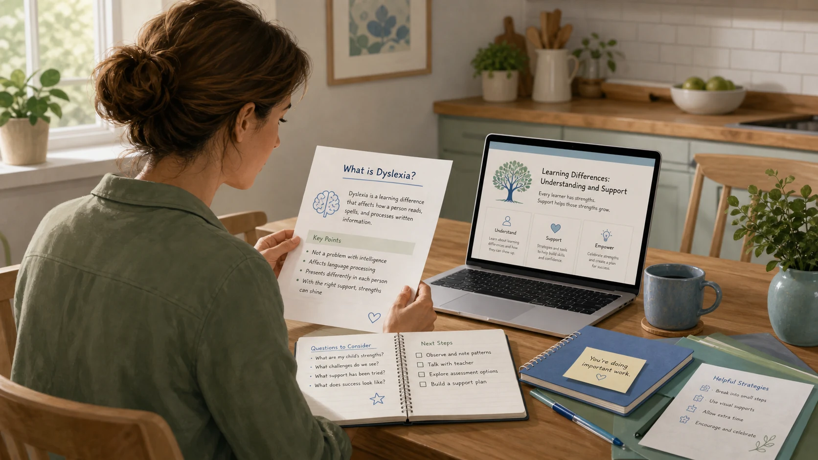 Parent reviewing dyslexia definitions