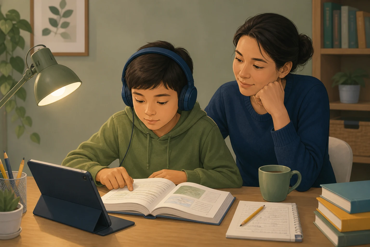 Child using audio and print support