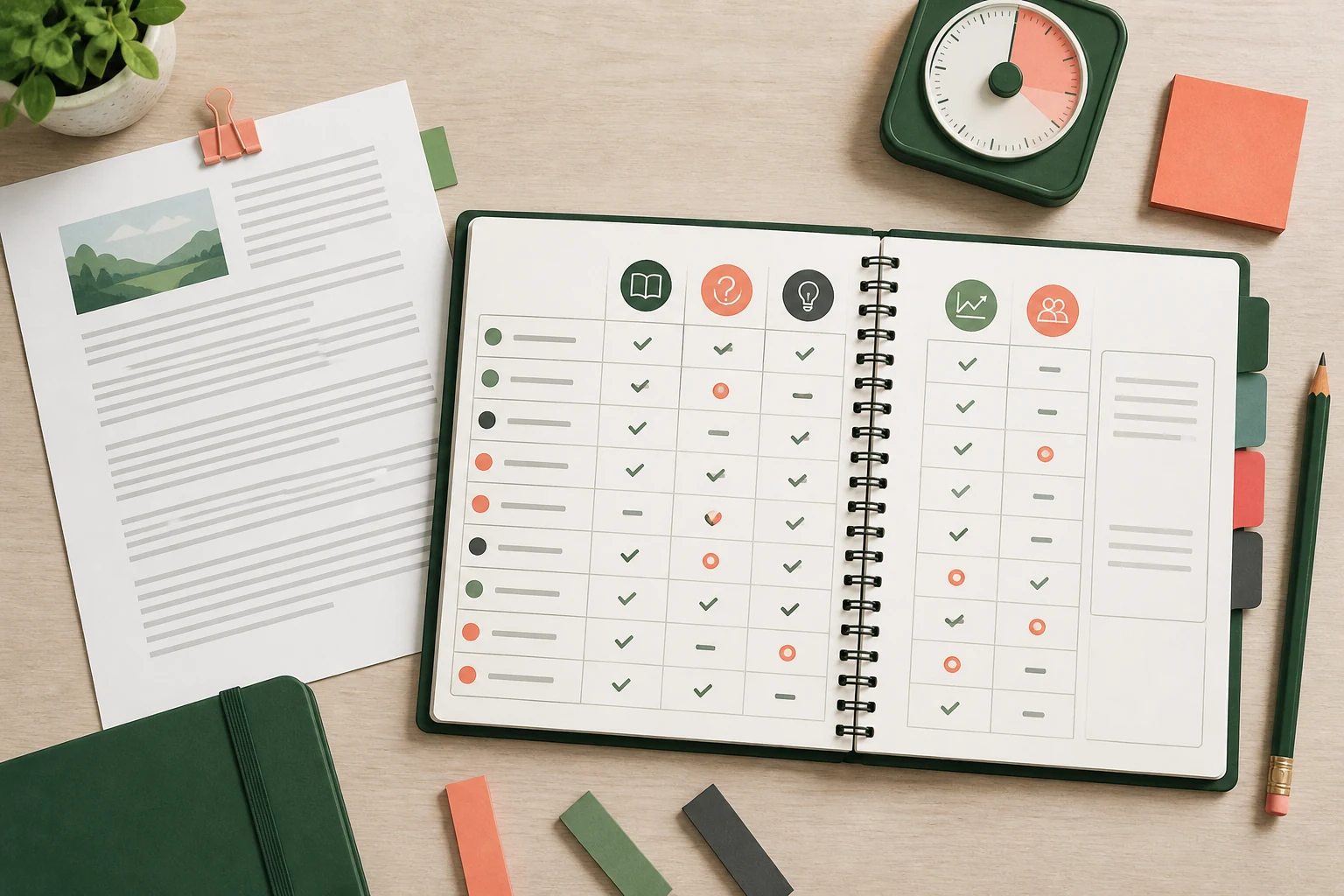 Organized reading support notes